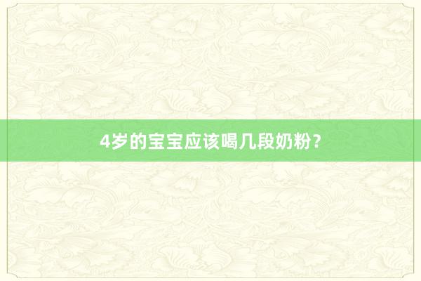 4岁的宝宝应该喝几段奶粉？
